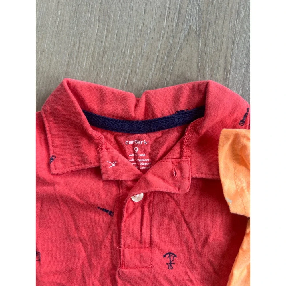 Carters Baby Boy Bundle of 3 Polo Shirts Size 6-9 Months Nautical Alligator Set